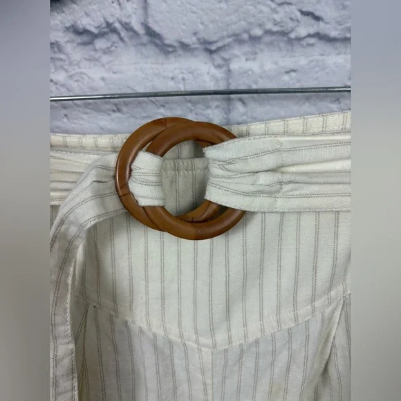 Anthropologie Palm Beach Wide-Leg Striped Belted Crop Pants size 2 - Picture 8 of 11